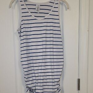 Time and Tru Blue and White Striped Tank